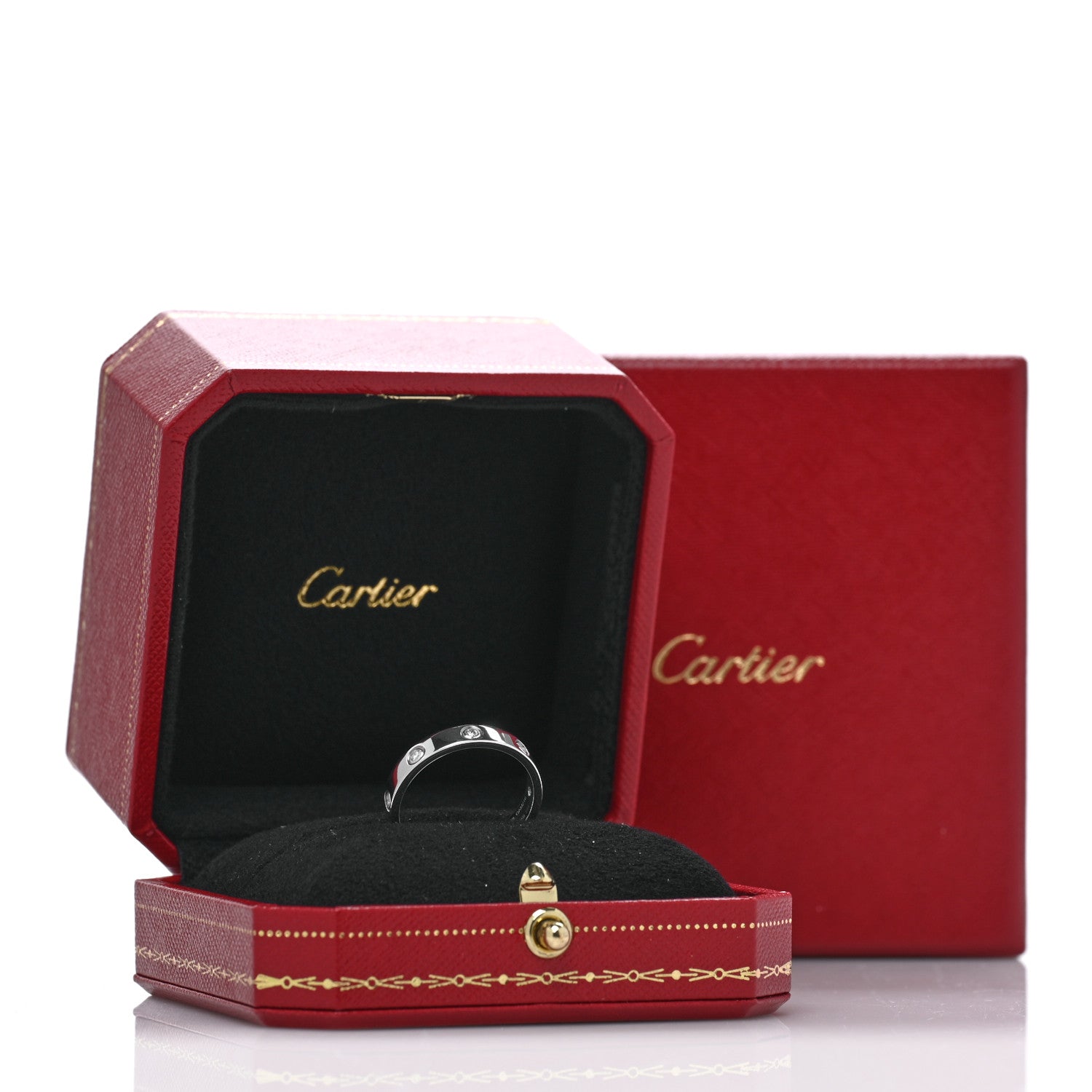 Cartier 18K White Gold 8 Diamond 4mm Wedding Band LOVE Ring 58 8.5 5 of 5