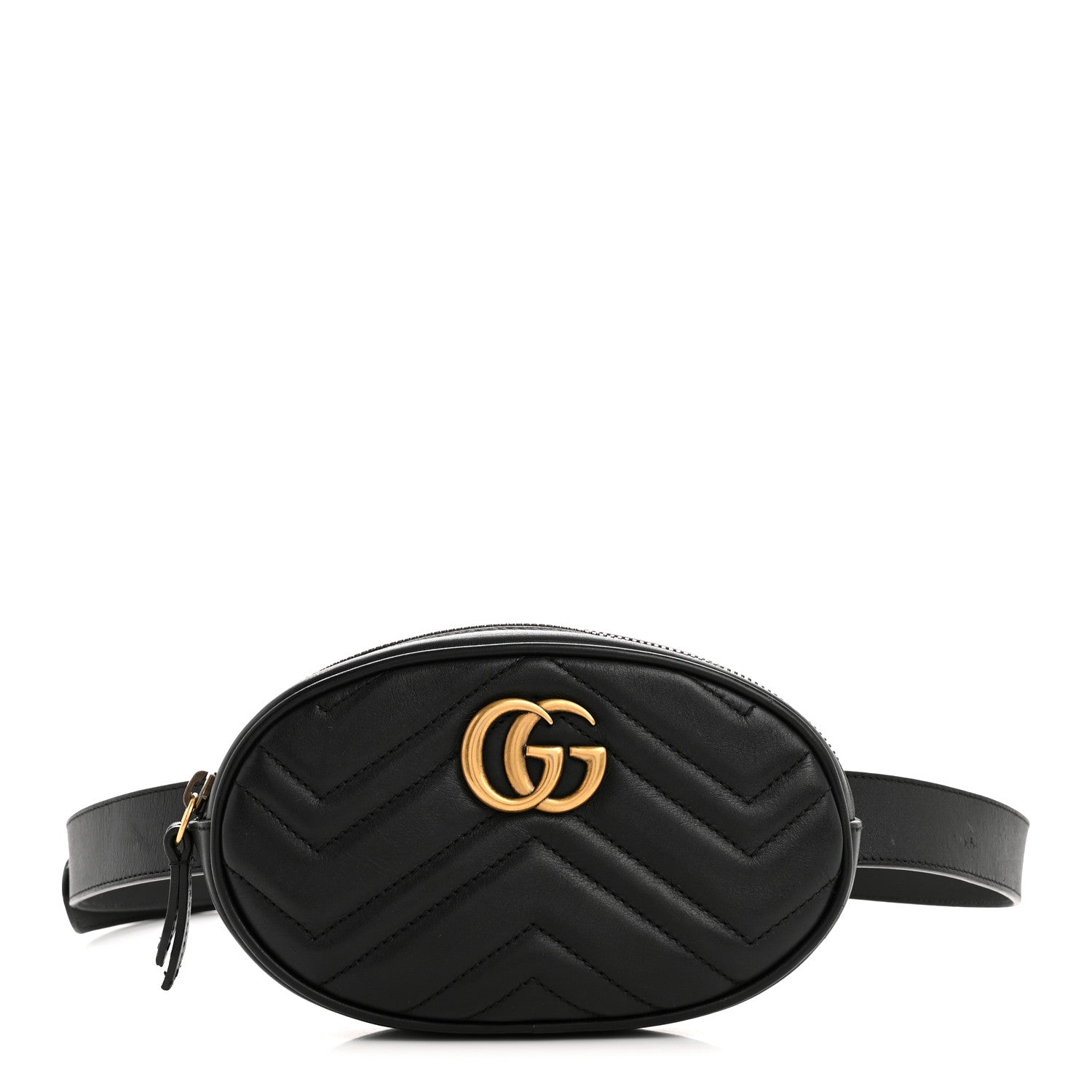 Gucci Calfskin Matelasse GG Marmont Belt Bag 105 42 Black 1 of 15