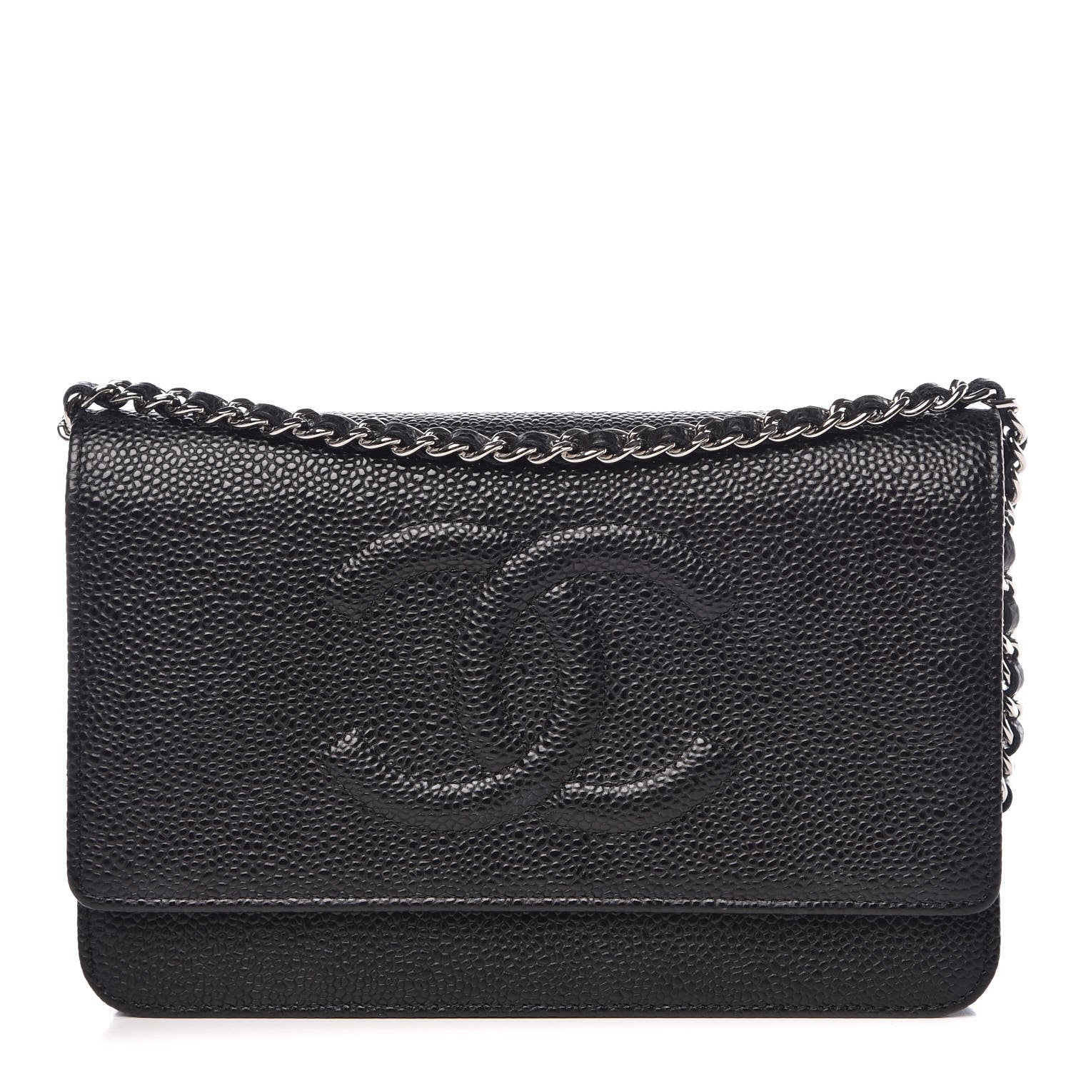 Chanel Caviar Timeless CC Wallet On Chain WOC Black 1 of 9