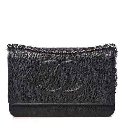 Chanel Caviar Timeless CC Wallet On Chain WOC Black 1 of 9