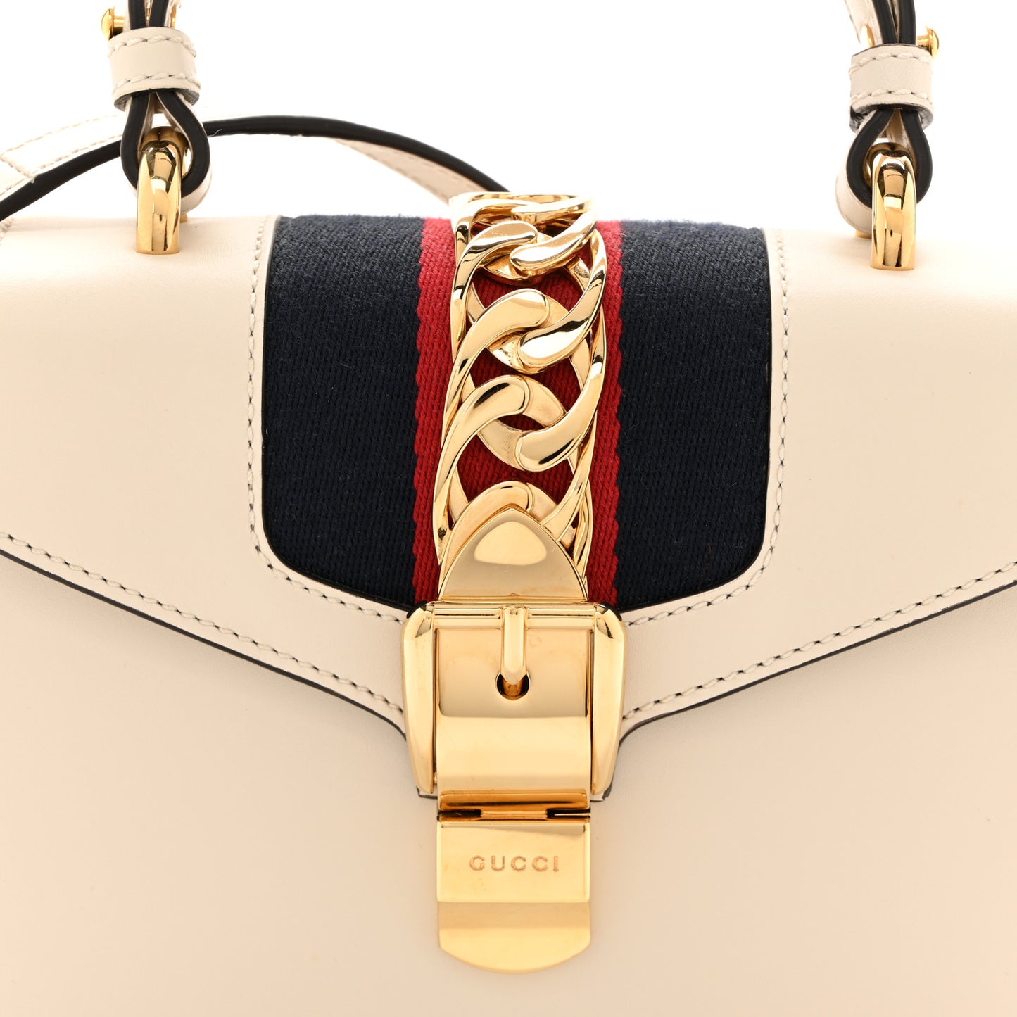 Calfskin Mini Sylvie Top Handle Bag White