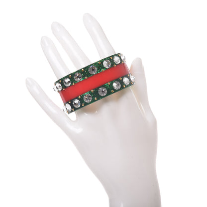 Gucci Crystal Web Cuff 16 Green Red 2 of 5