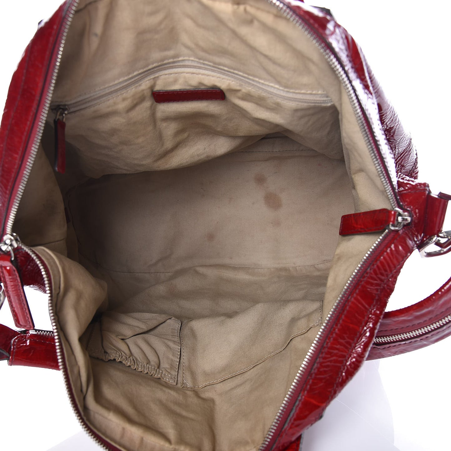 Crinkled Patent Calfskin Medium Nightingale Red