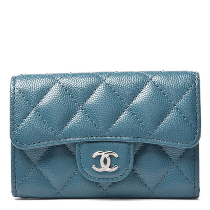 Chanel Caviar Quilted Flap Card Holder Dark Turquoise 1 of 10