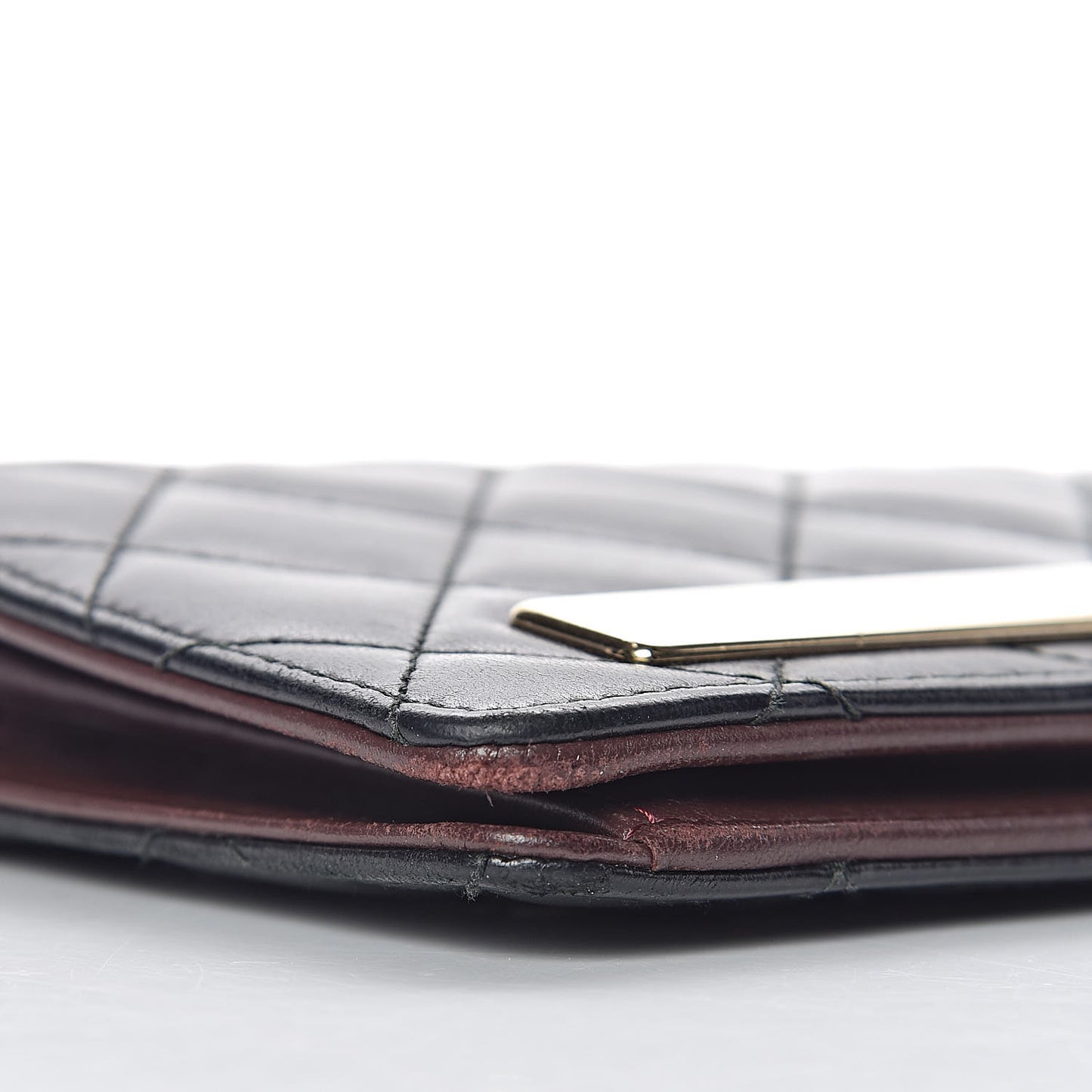 Lambskin Quilted Trendy CC Yen Wallet Black