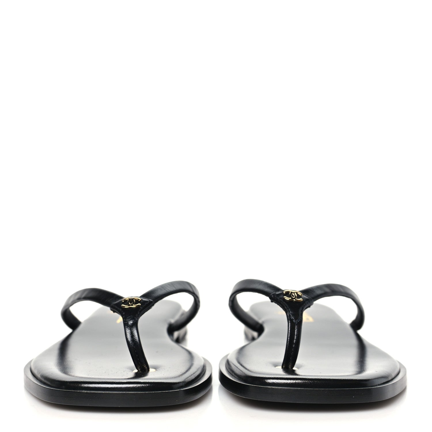 Chanel Goatskin CC Times Square Thong Sandals 39 Black 3 of 10