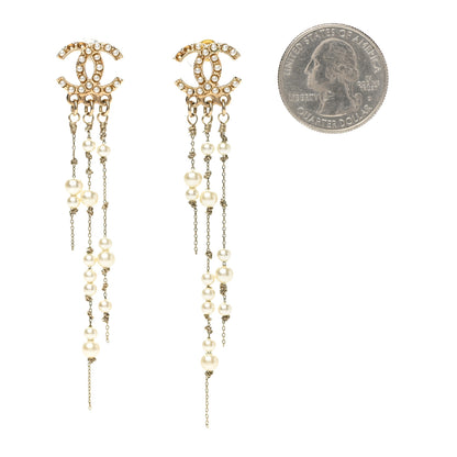 Chanel Pearl CC Long Chain Drop Earrings Gold 2 of 5