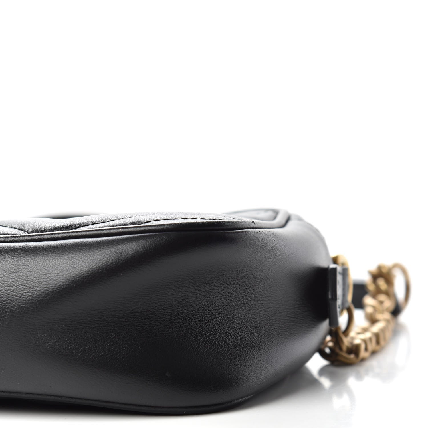 Gucci Calfskin Matelasse Small GG Marmont Chain Shoulder Bag Black 10 of 11