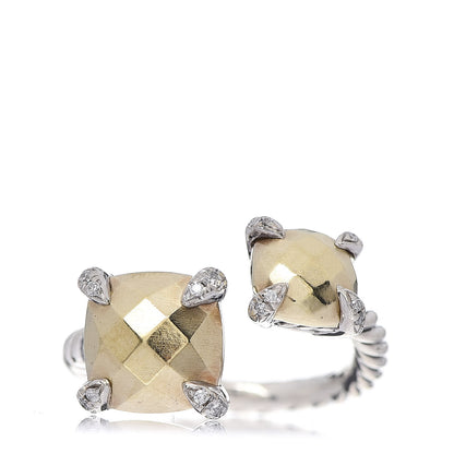 David Yurman Sterling Silver 18K Yellow Gold Diamond Chatelaine Bypass Ring 49 4.75 1 of 5