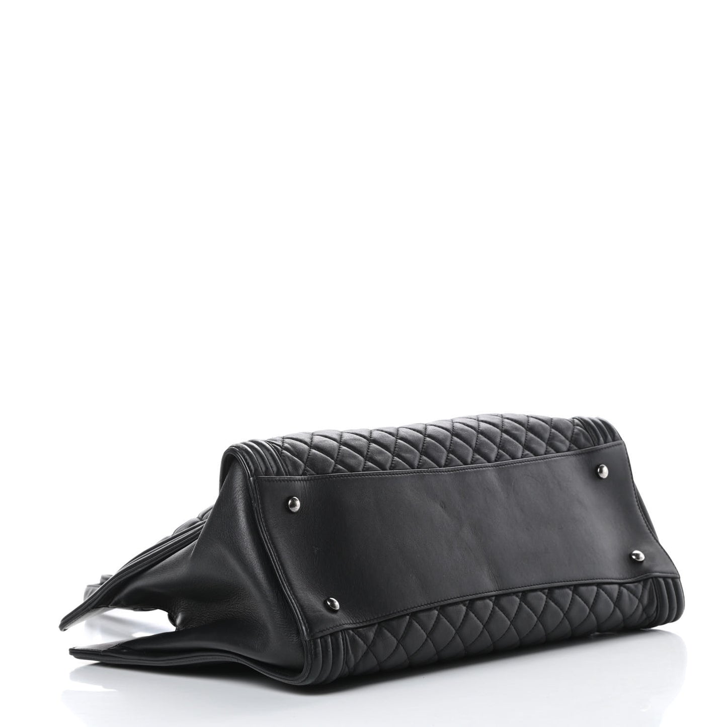 Lambskin Quilted Boy Shopping Tote Black