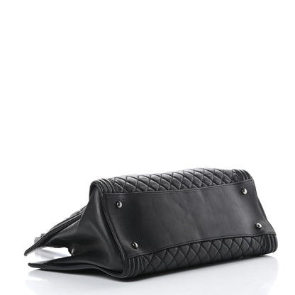 Chanel Lambskin Quilted Boy Shopping Tote Black 4 of 22