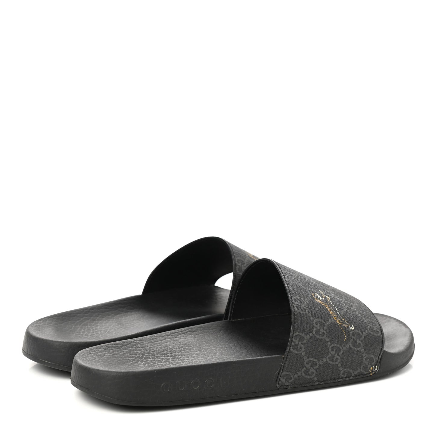 GG Supreme Monogram Tigers Mens Slide Sandals 10 Black Multicolor