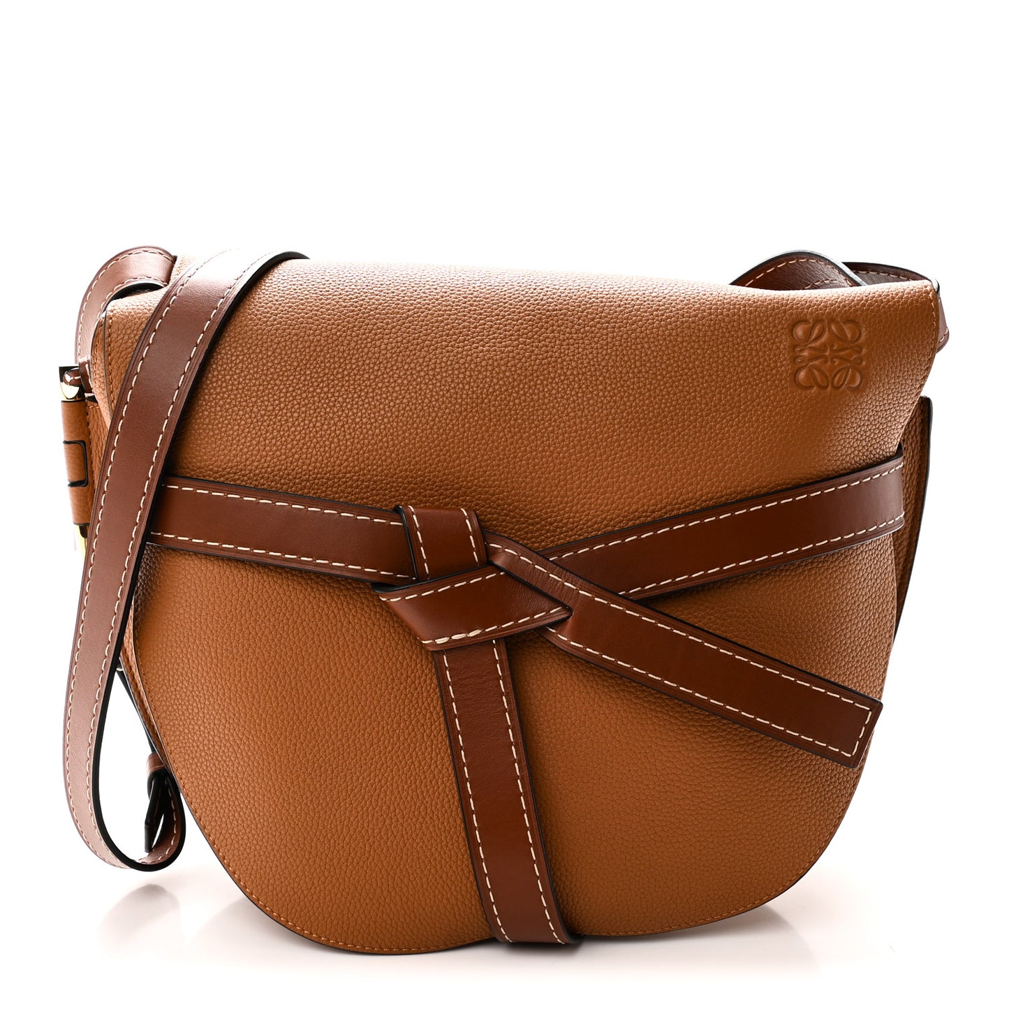 Grained Calfskin Large Gate Bag Caramel Pecan