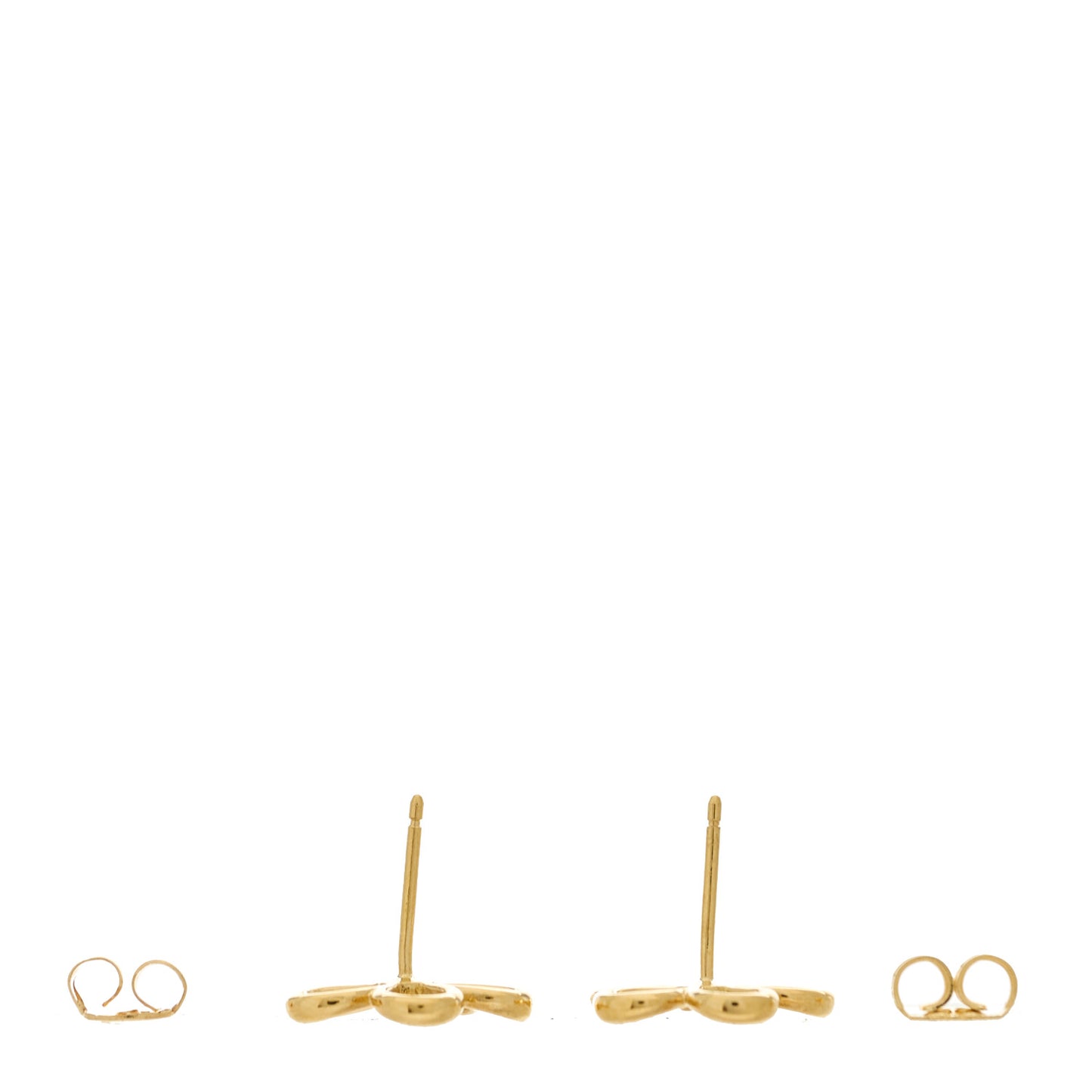 18K Yellow Gold Diamond Small Open Flower Earrings