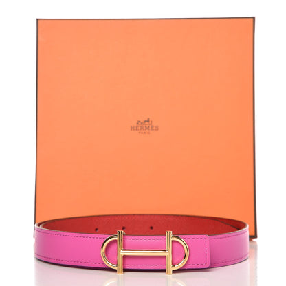 Hermes Swift Epsom 24mm Gamma Belt 75 Magnolia Rouge Casaque 8 of 8