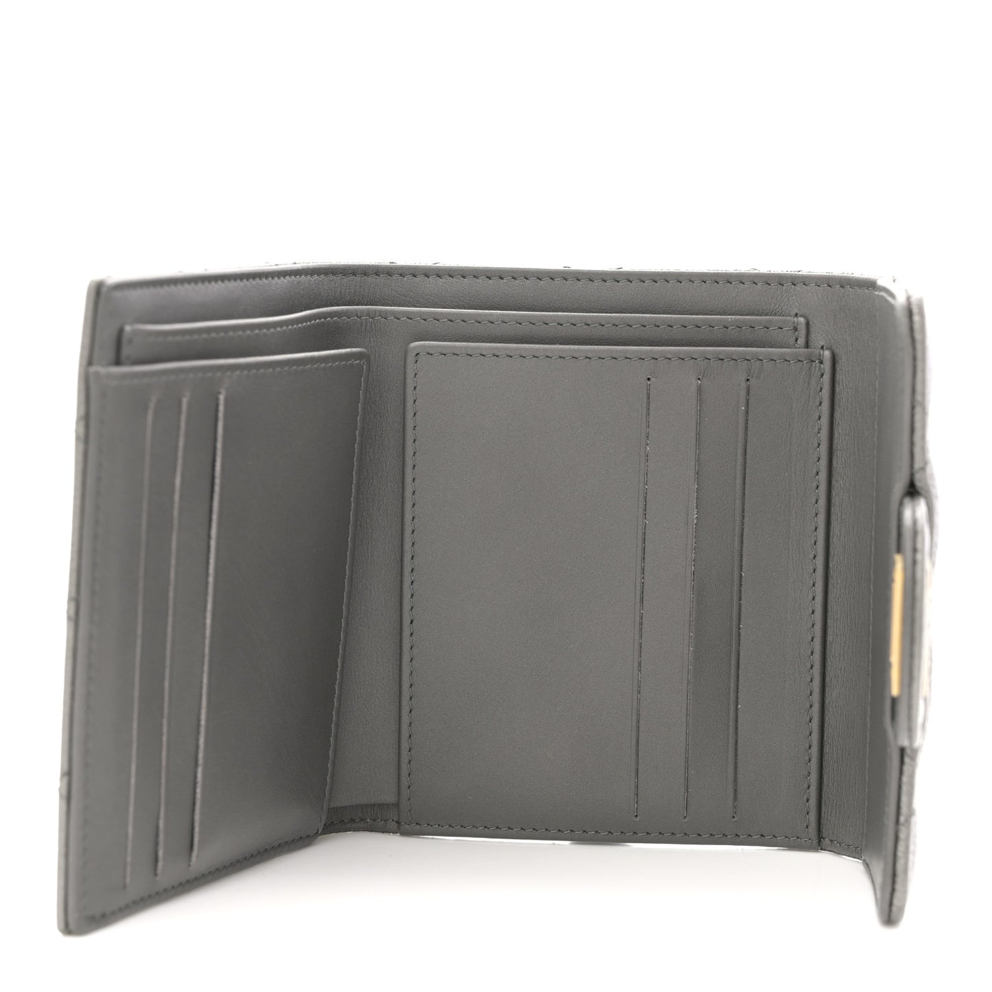 Metallic Calfskin Quilted Reissue Flap Card Holder Wallet Dark Grey