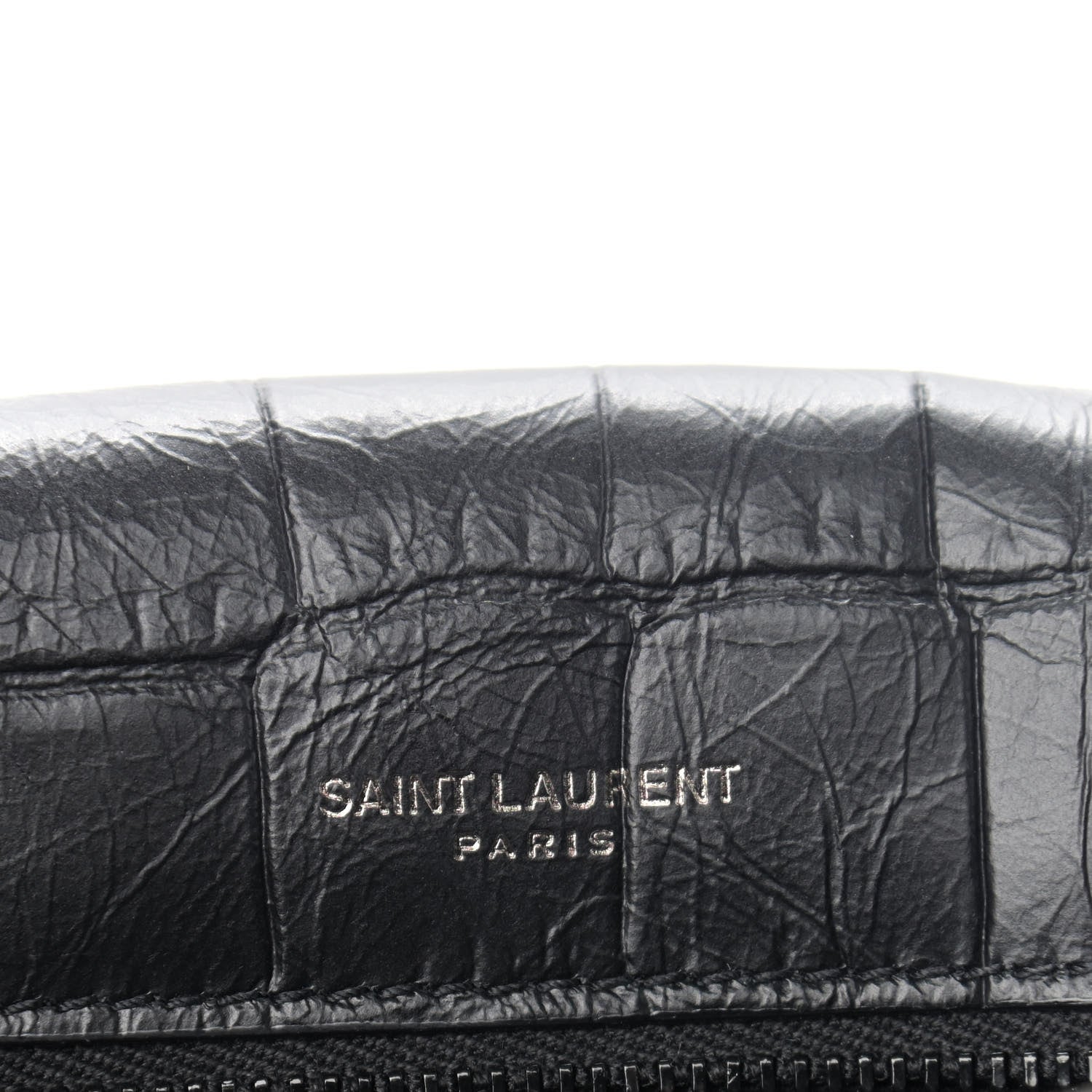 Saint Laurent Crocodile Embossed Lambskin Monogram Medium Niki Chain Satchel Black 7 of 10