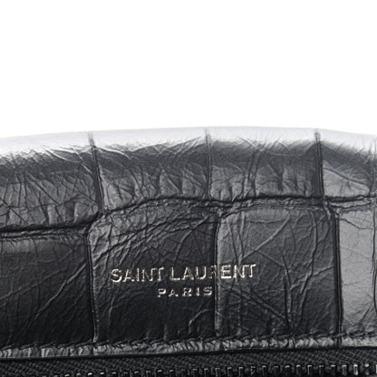Saint Laurent Crocodile Embossed Lambskin Monogram Medium Niki Chain Satchel Black 7 of 10