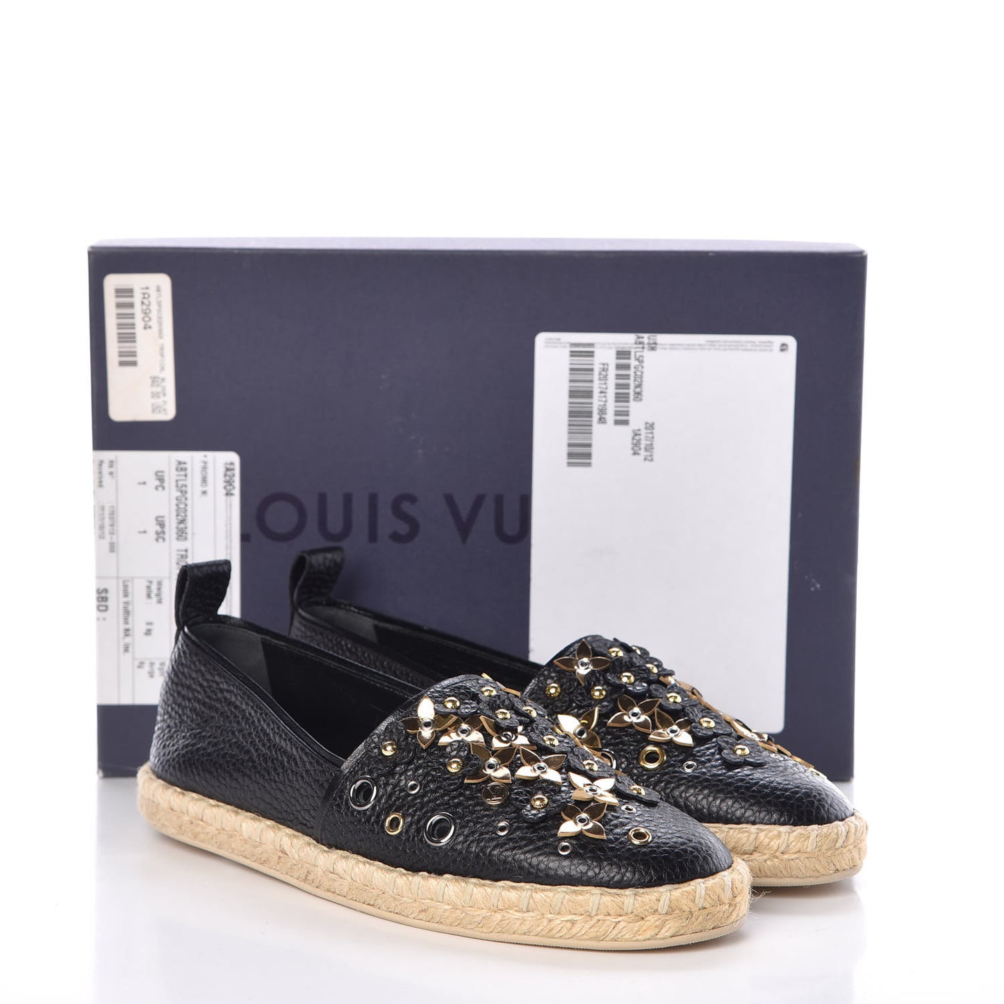 Calfskin Tropical Bloom Espadrille Flats 36 Black