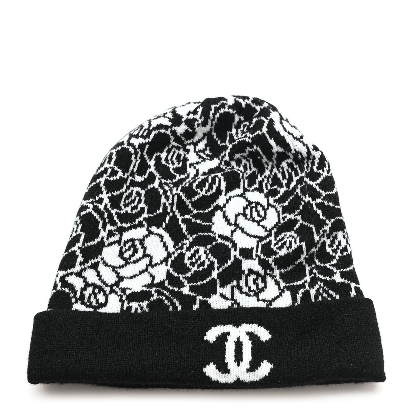 Cashmere CC Camellia Beanie Hat Black White