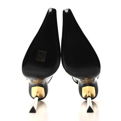 Saint Laurent Glazed Calfskin Lee Slingback Pumps 37.5 Black 5 of 9