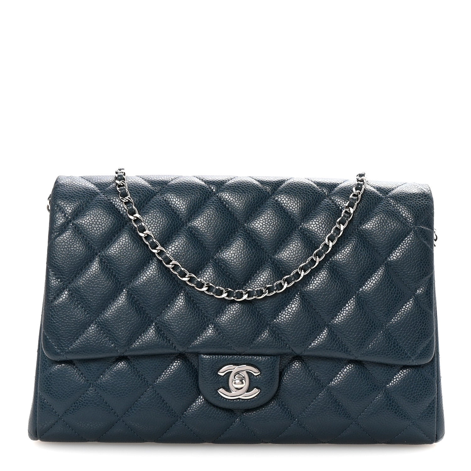 Chanel Caviar Quilted Clutch With Chain Flap  Blue 1 of 10