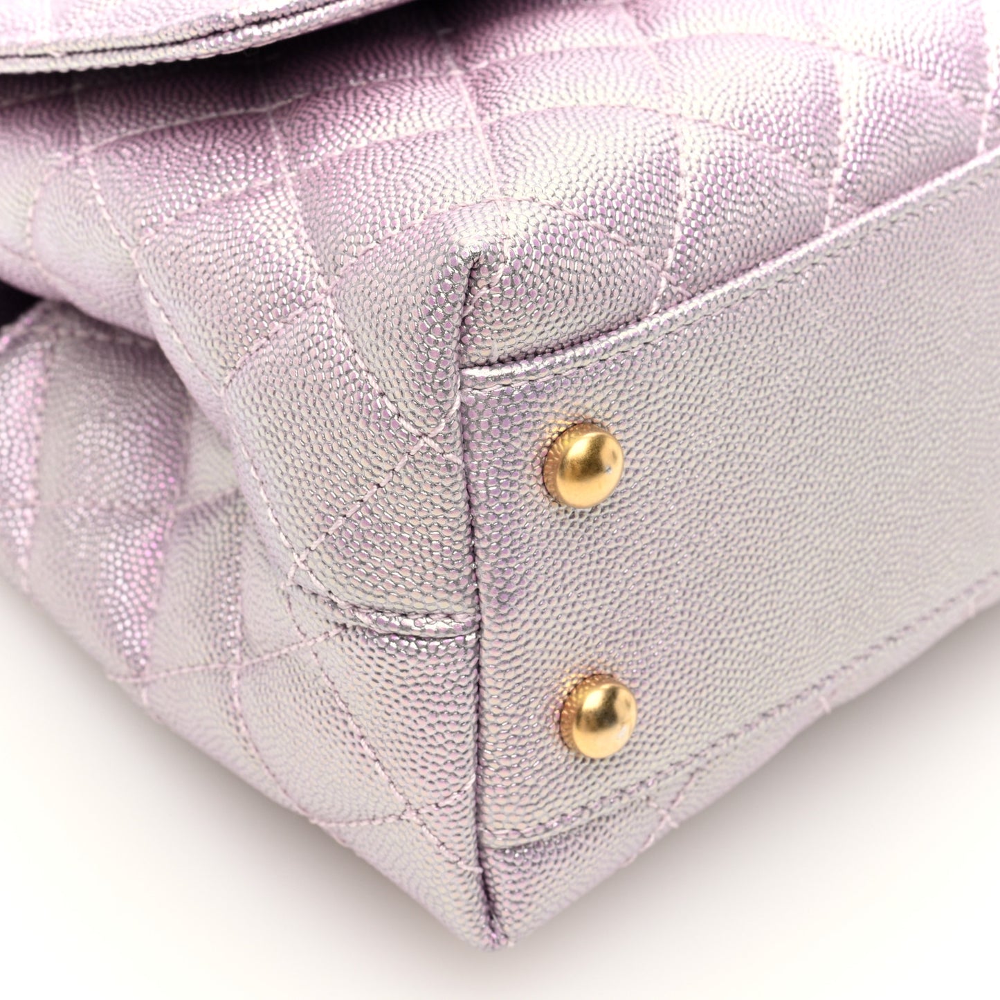 Metallic Caviar Quilted Mini Coco Handle Flap Light Pink