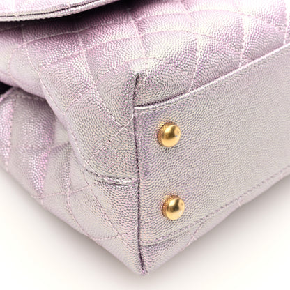 Chanel Metallic Caviar Quilted Mini Coco Handle Flap Light Pink 9 of 11