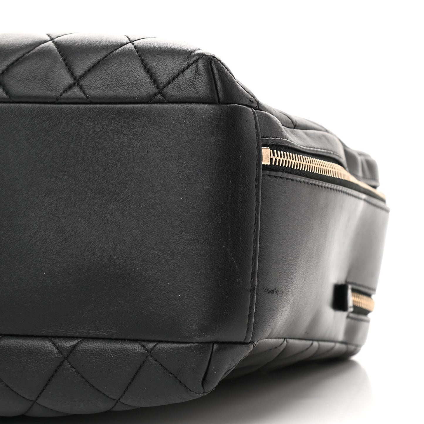 Lambskin Quilted Large Trendy CC Bowling Bag Black
