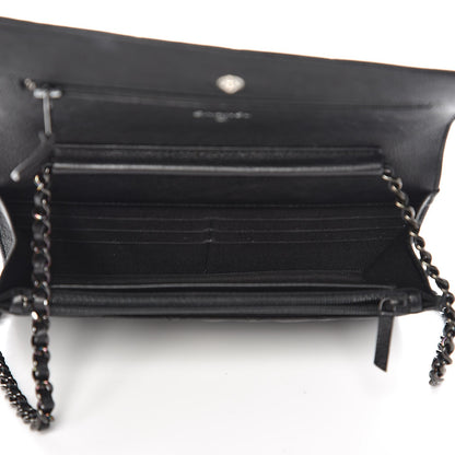 Chanel Crumpled Calfskin Quilted Wallet On Chain WOC So Black 5 of 9