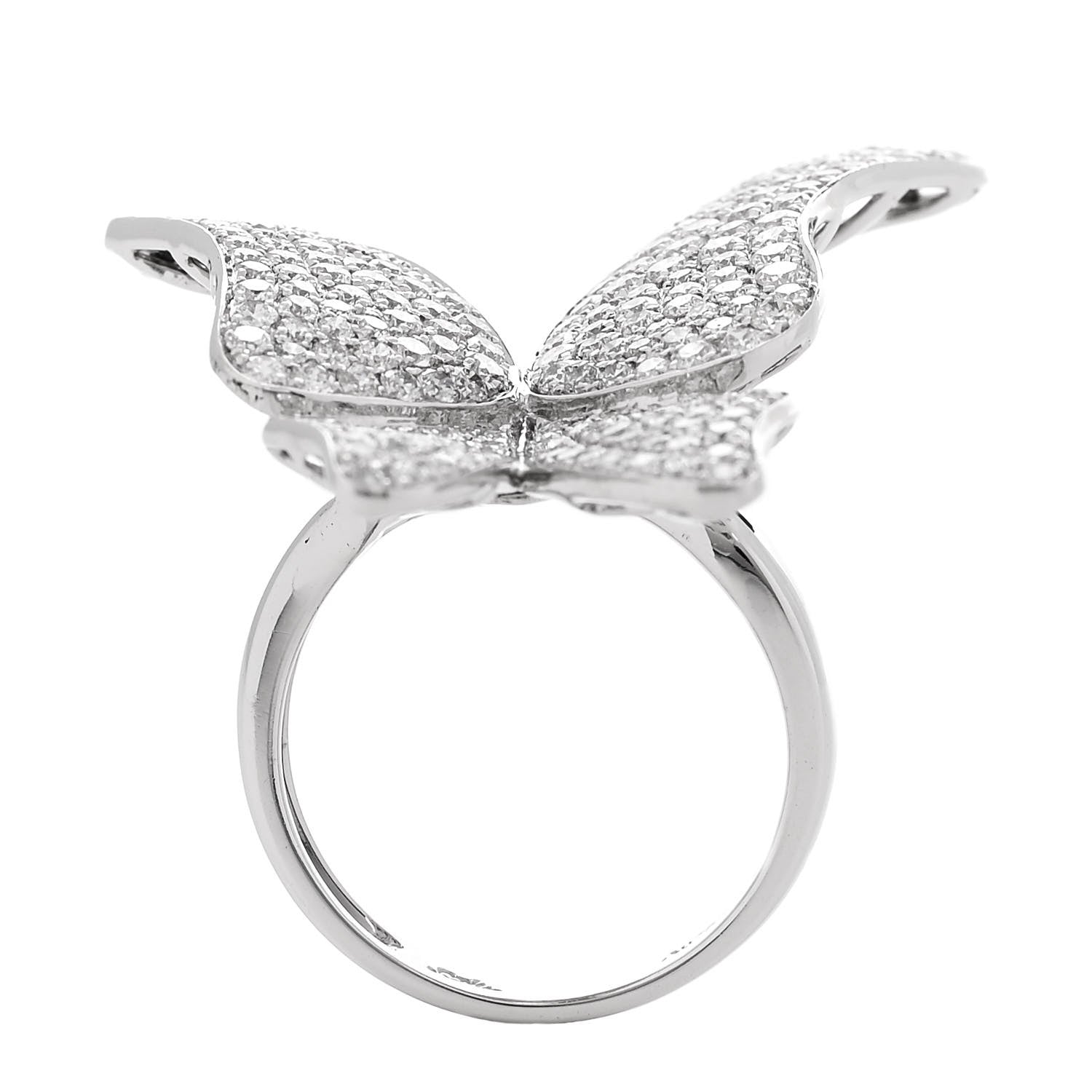 Parker & West by FASHIONPHILE 18K White Gold Diamond 3.25ctw Butterfly Ring 54 7 5 of 9