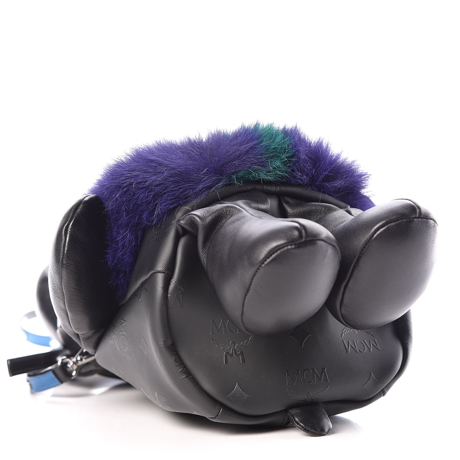 MCM Calfskin Fox Fur Rabbit Zoo Doll Crossbody Black 5 of 10