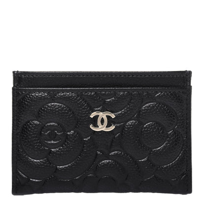 Chanel Caviar Camellia Embossed Card Holder Black 1 of 11