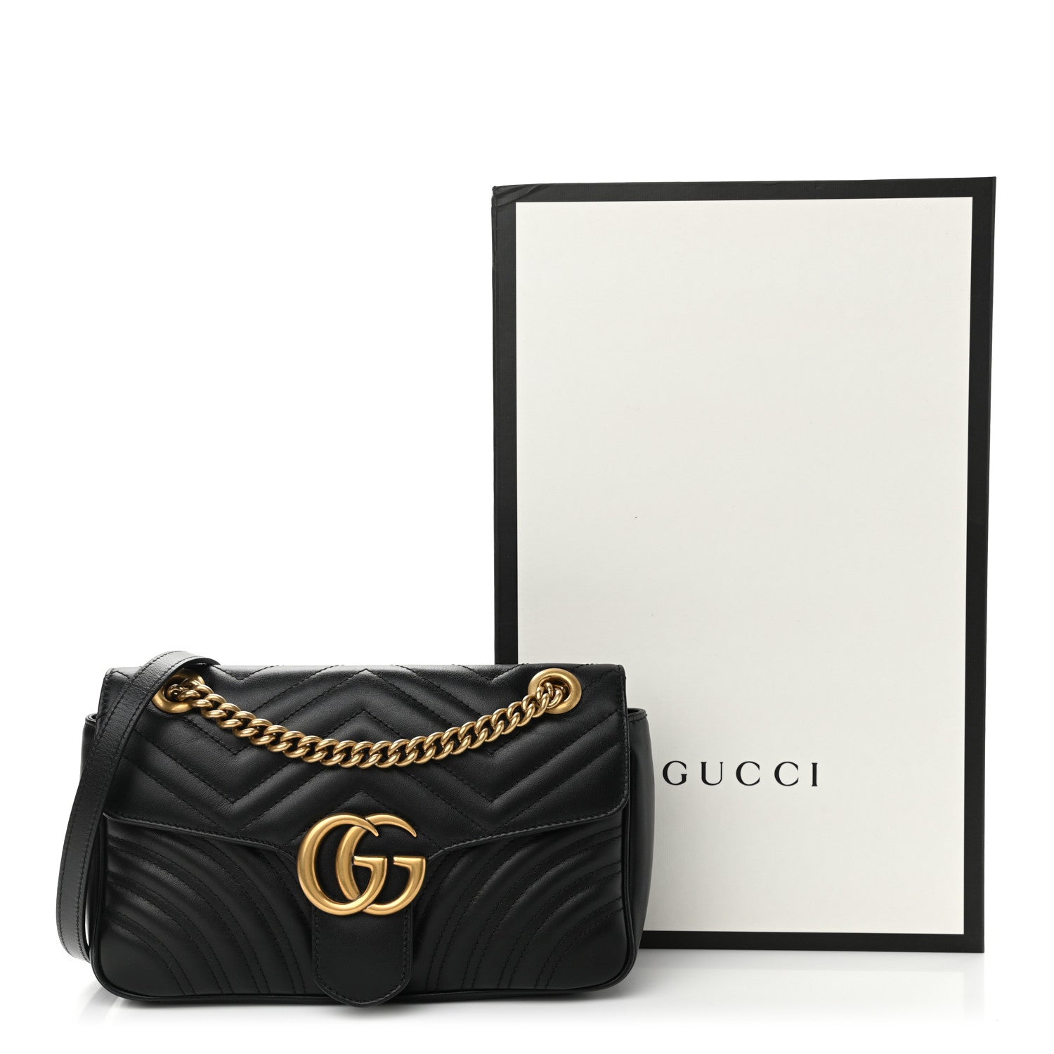 Gucci Calfskin Matelasse Small GG Marmont Shoulder Bag Black 12 of 12
