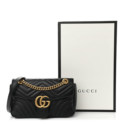 Gucci Calfskin Matelasse Small GG Marmont Shoulder Bag Black 12 of 12
