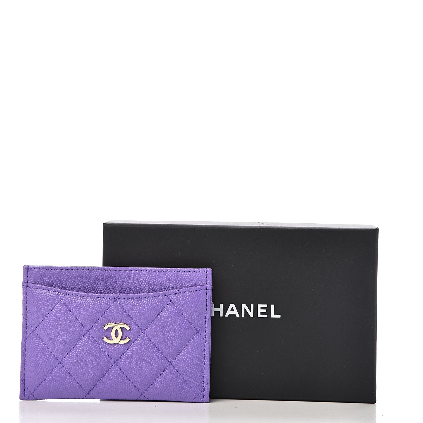Caviar Quilted Card Holder Purple