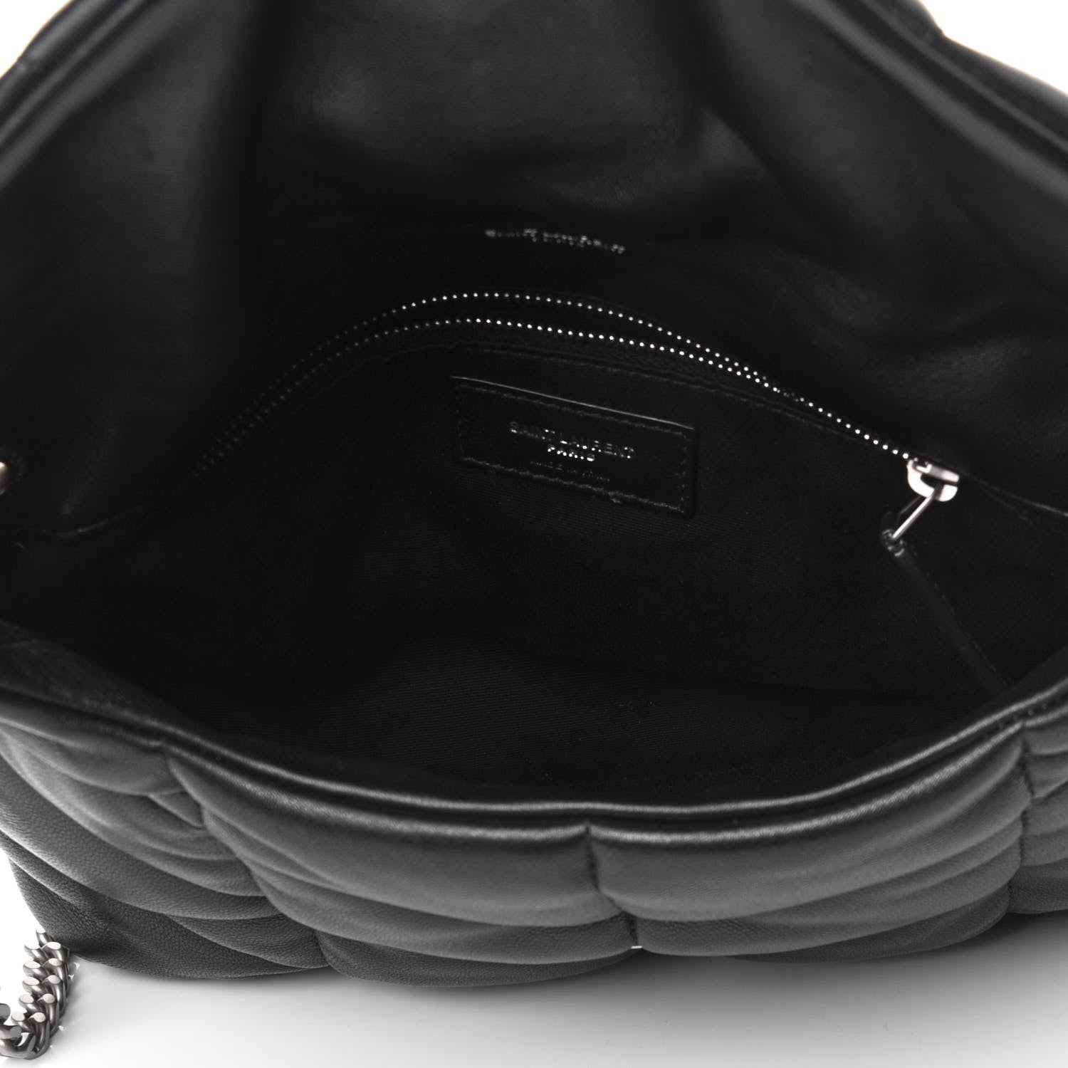 Saint Laurent Lambskin Quilted Small Loulou Puffer Monogram Chain Satchel Black 4 of 4