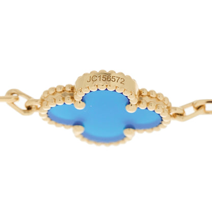 Van Cleef & Arpels 18K Yellow Gold Blue Agate 5 Motifs Vintage Alhambra Bracelet 3 of 5