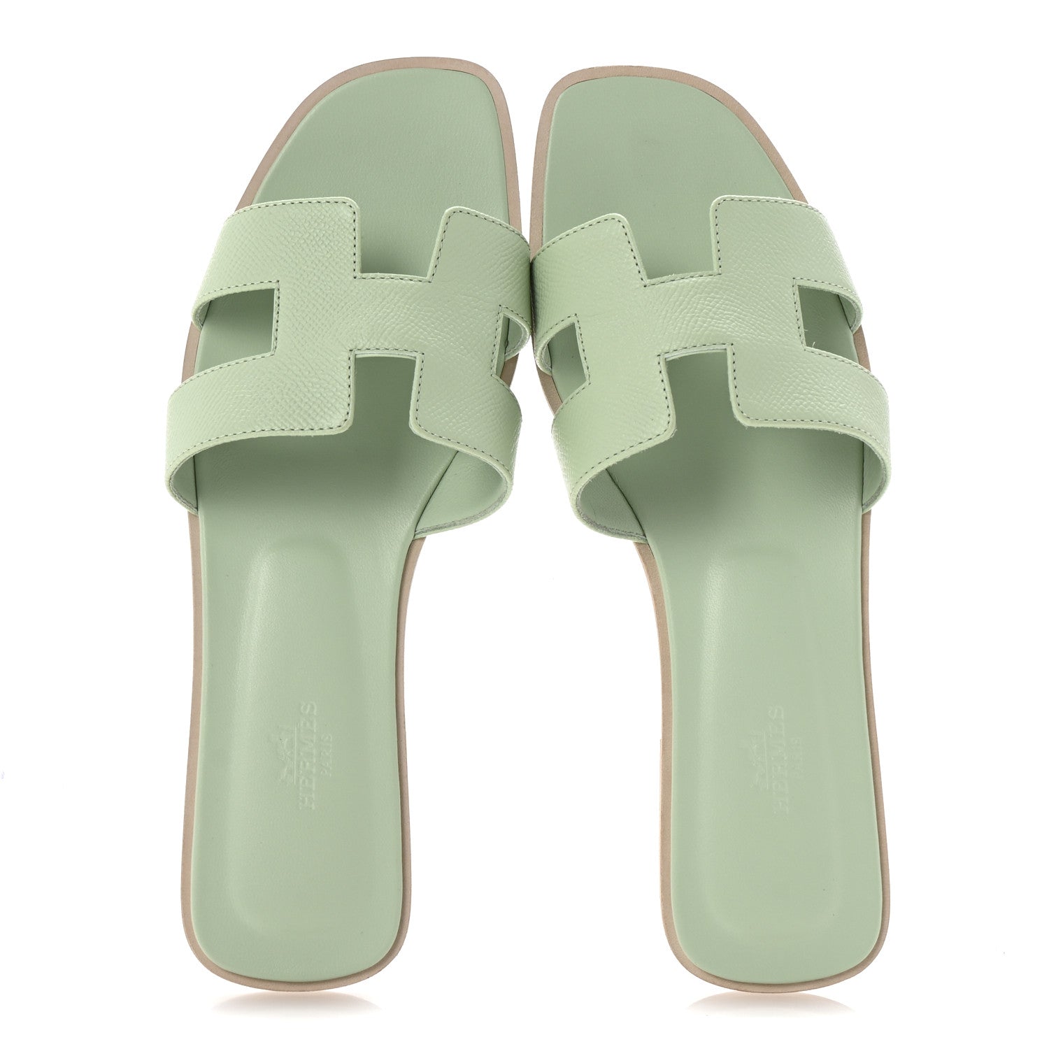 Hermes Epsom Oran Sandals 40.5 Vert Jade 2 of 10