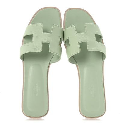 Hermes Epsom Oran Sandals 40.5 Vert Jade 2 of 10