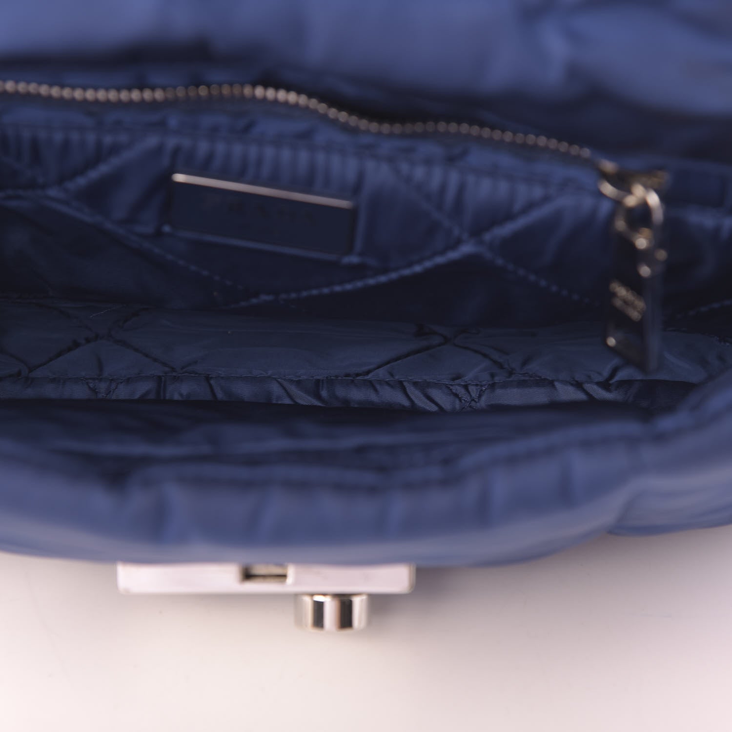 Prada Tessuto Nylon Bomber Sound Chain Flap Shoulder Bag Bluette 5 of 10