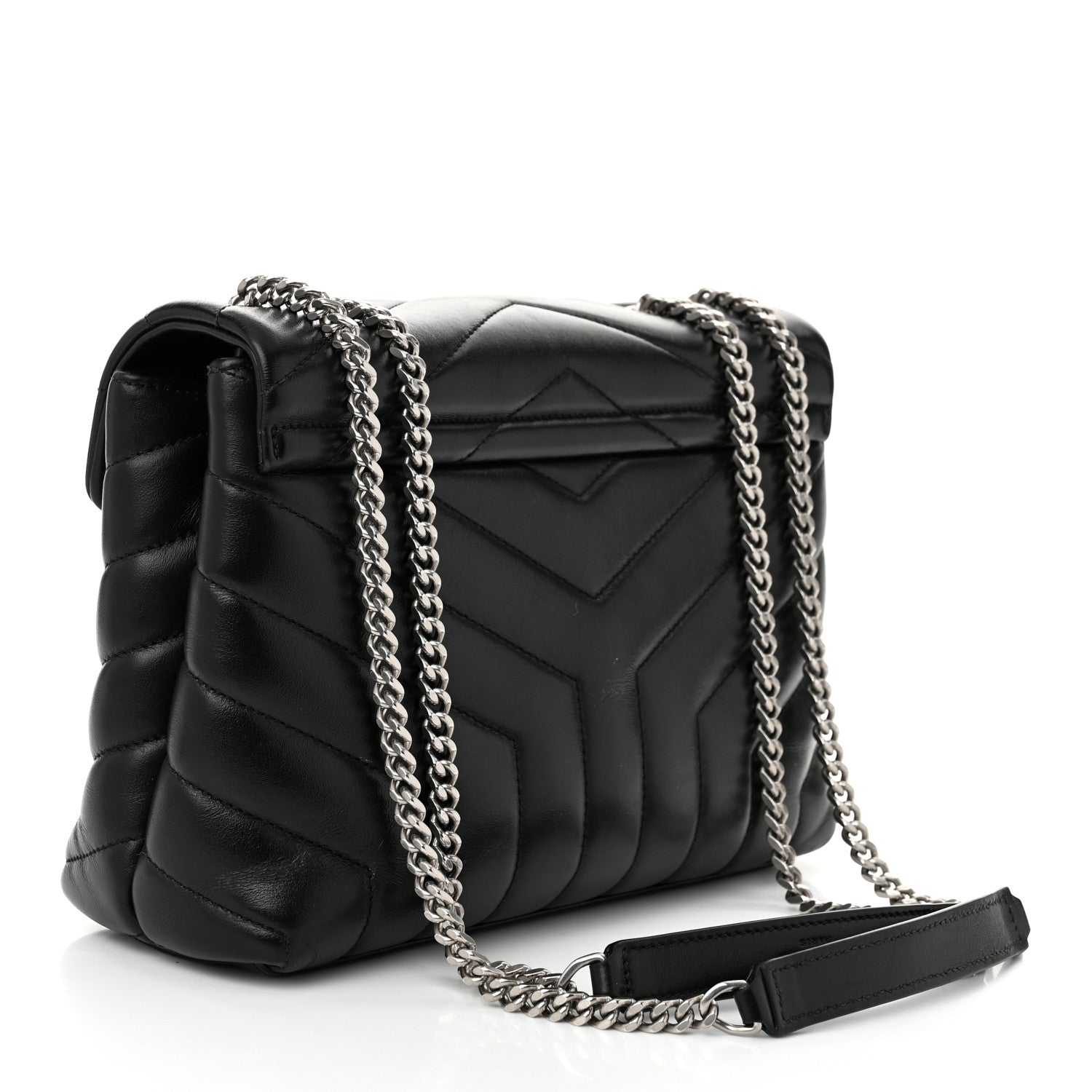 Saint Laurent Calfskin Y Quilted Monogram Small Loulou Chain Satchel Black 3 of 11