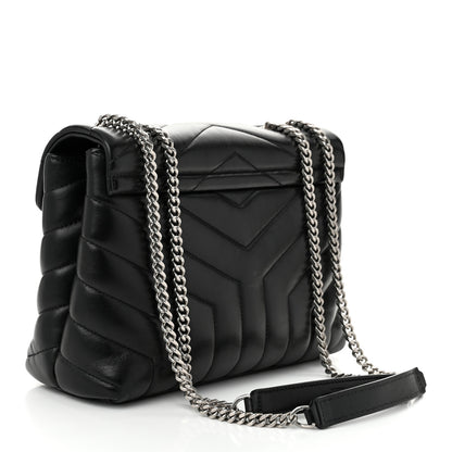 Saint Laurent Calfskin Y Quilted Monogram Small Loulou Chain Satchel Black 3 of 11