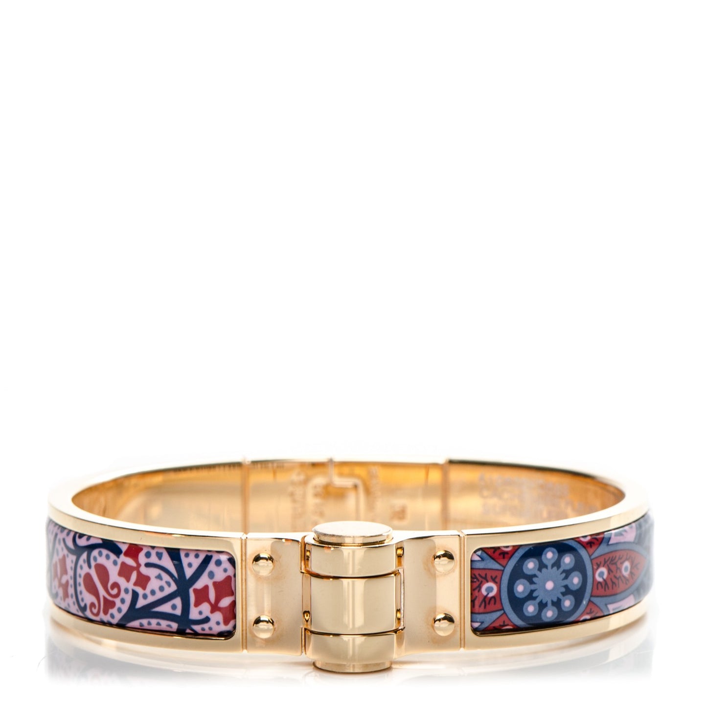 Enamel Printed Narrow Cachemire Fleuri Hinged Bracelet S Surnaturel