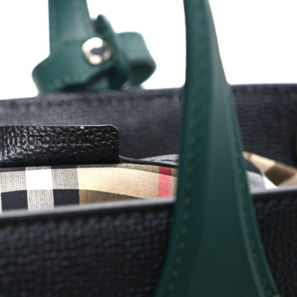 Burberry Derby Calfskin House Check Medium Banner Tote Black Sea Green 8 of 11