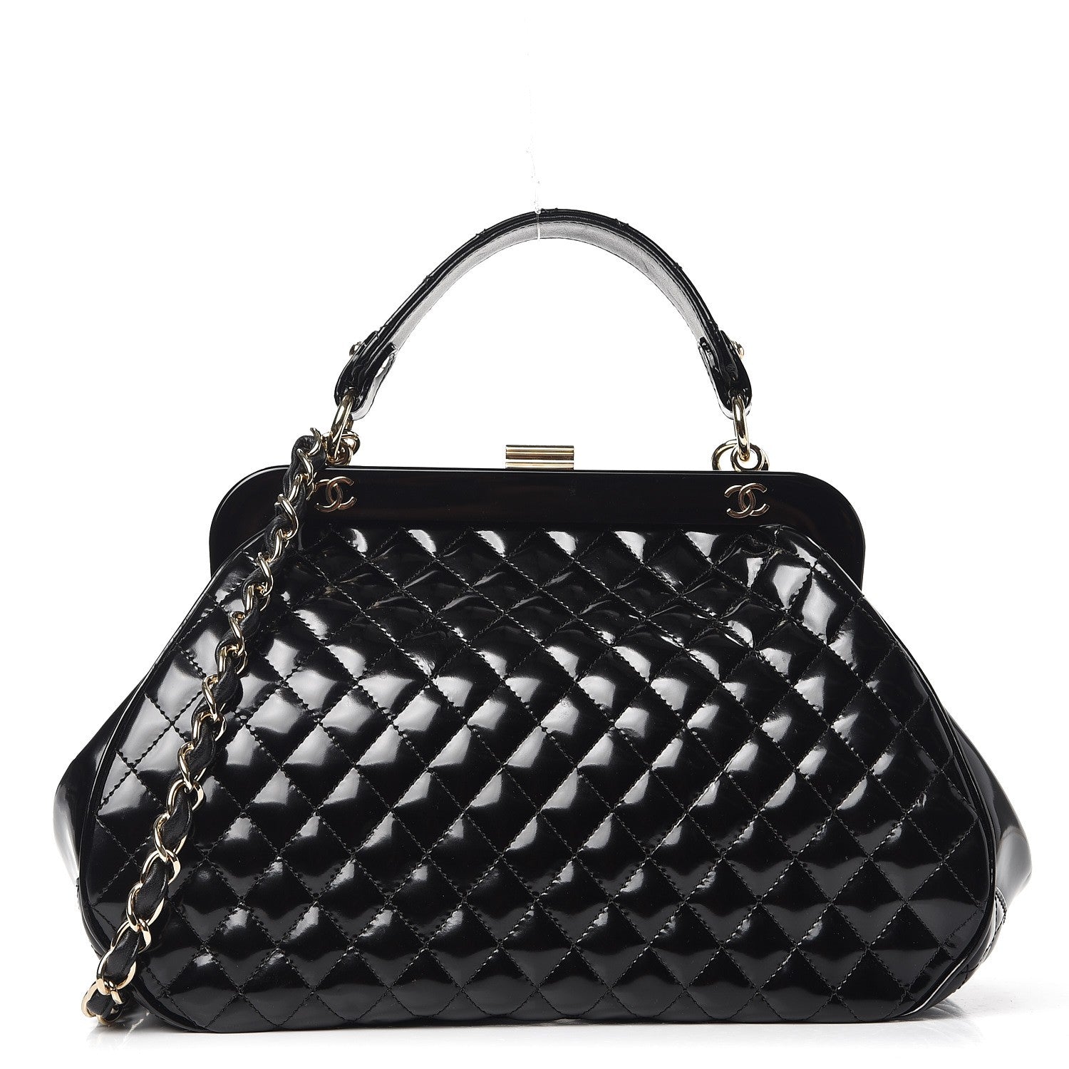 Chanel Glazed Calfskin Quilted Small Mademoiselle Frame Bag Black 1 of 7