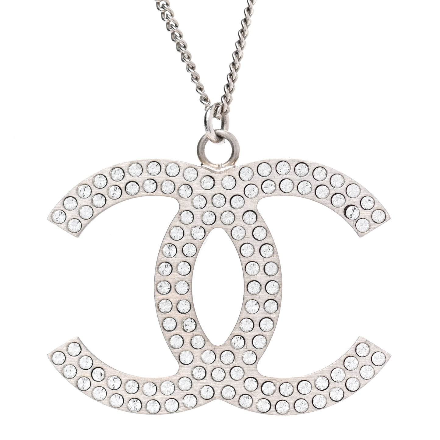 Crystal Large CC Necklace Silver