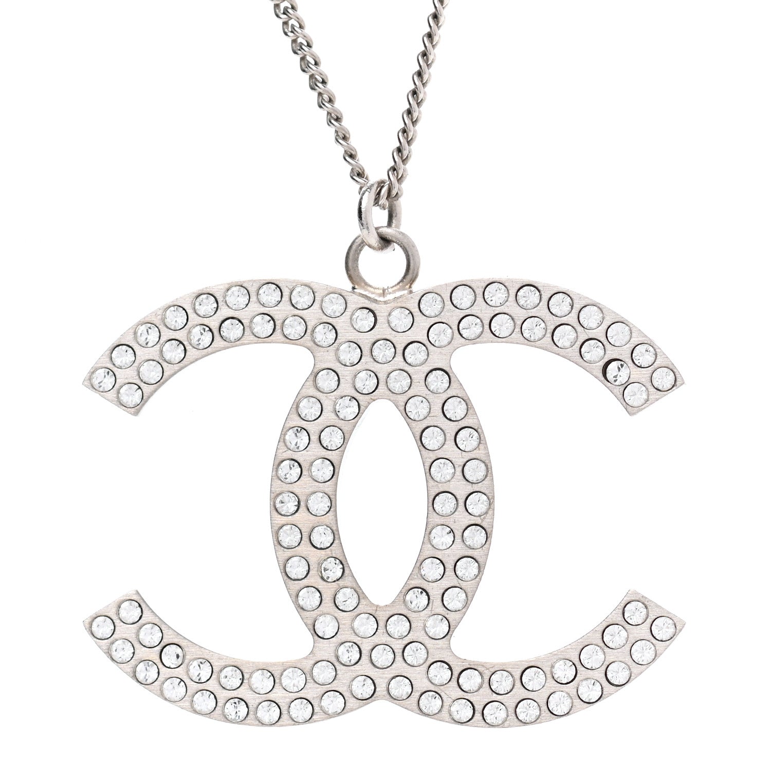 Chanel Crystal Large CC Necklace Silver 4 of 7