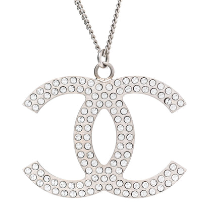 Chanel Crystal Large CC Necklace Silver 4 of 7