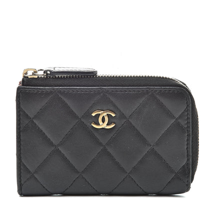 Chanel Lambskin Quilted Zip Coin Purse Black 1 of 9